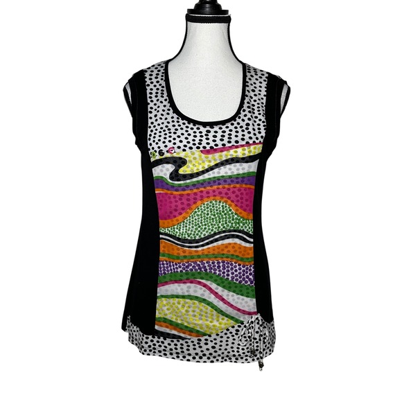 Zoé Art To Wear Mesh Tank Top Psychedelic Whimsigoth Maximalist Y2K  Polka Dot - Picture 2 of 10